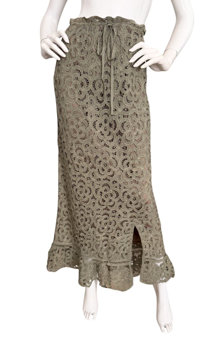 SOLD* Double D Ranch Crochet Lace Maxi Skirt Medium Western Boho Coastal Cowgirl